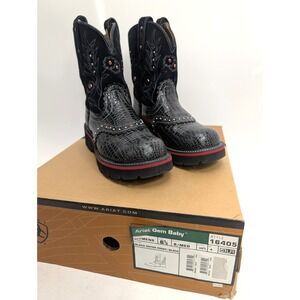 Ariat Gem Fat Baby Black Gator Print Western Cowgirl Boots - size 6.5 B